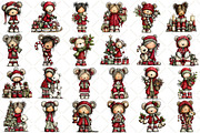Cute Christmas Bear Girl Clipart, a Seasonal Illustration by Black Bird Studio (Thumbnail 2 of 7)