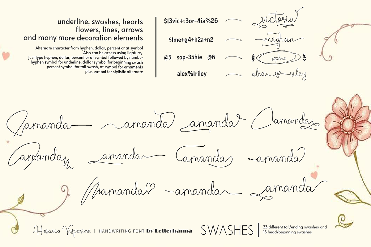 Hosaria Vesperine Handwriting Font, a Handwritten Font by Letterhanna Studio (Photo 8 of 12)