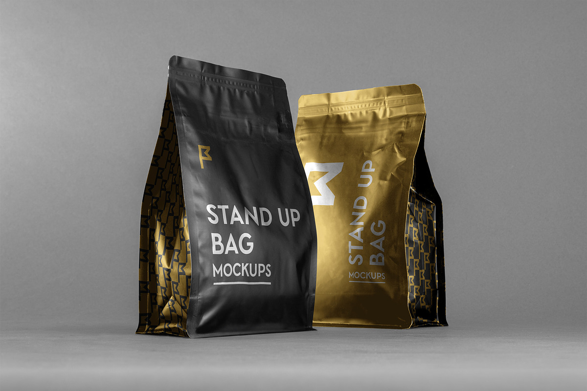 Stand Up Coffee Bag Mockups, a Packaging Mockup by Dopestype (Photo 1 of 7)