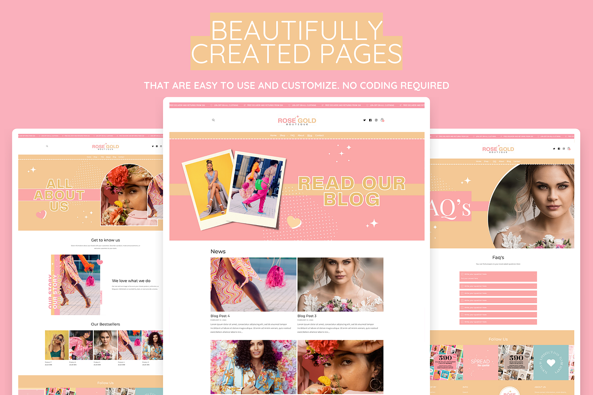 Rose Gold Shopify Theme, a Shopify Template by SunshineStudioBoutique (Photo 6 of 10)