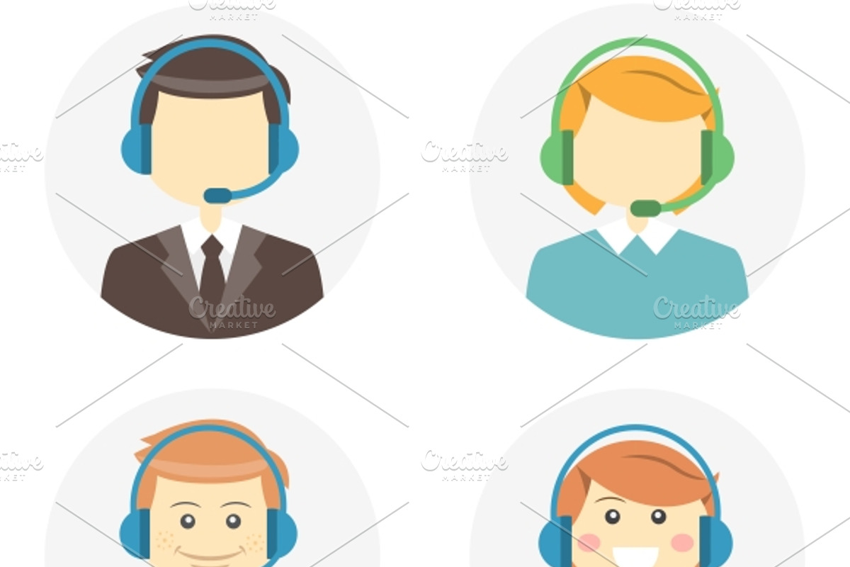 Call center operator icons, an Icon by Microvector