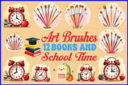Art Brushes, Books, and School Time, an Object Graphic by Gfx_Store (Thumbnail 1 of 13)
