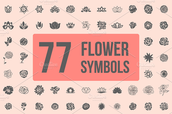 Pack Of 77 Decorative Flower Symbols