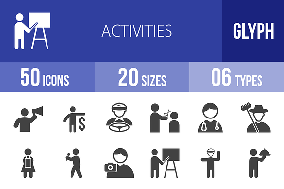 50 Activities Glyph Icons