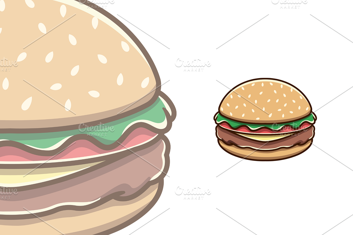 simple burger cartoon, an Illustration by garistipis