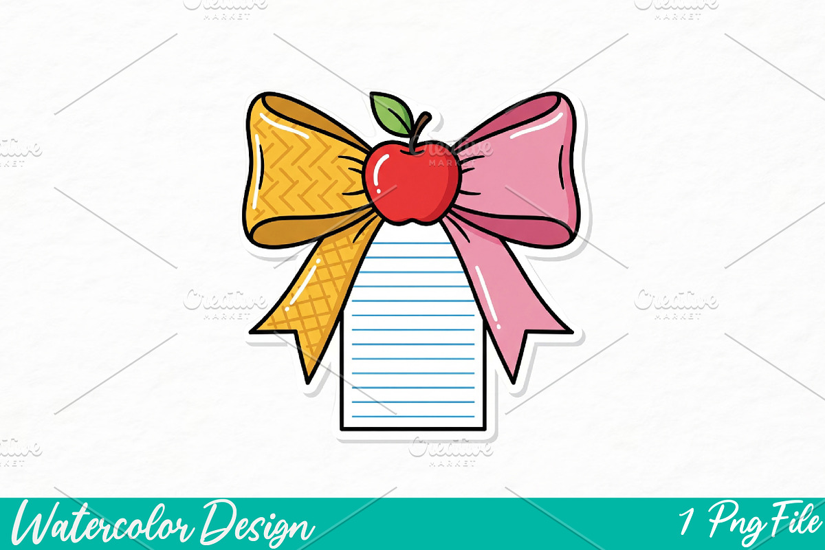 Teacher Bow PNG, an Illustration by Watercolor design (Photo 1 of 3)