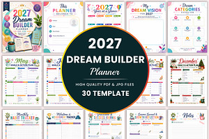 2027 Dream Builder Planner, a Stationery Template by Shumaya