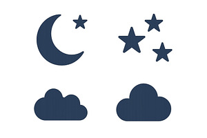 Moon and stars with clouds design, an Illustration by ZinetroN