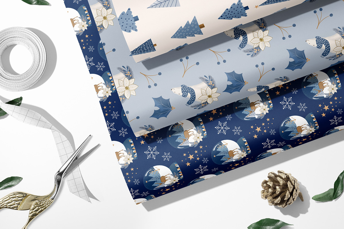 Blue & Gold Christmas Clipart, an Animal Illustration by The Audacious Brush (Photo 9 of 16)
