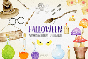 Halloween Watercolor Clipart