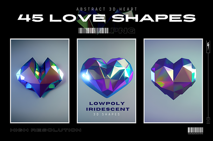3D Love Shapes | Iridescent Heart