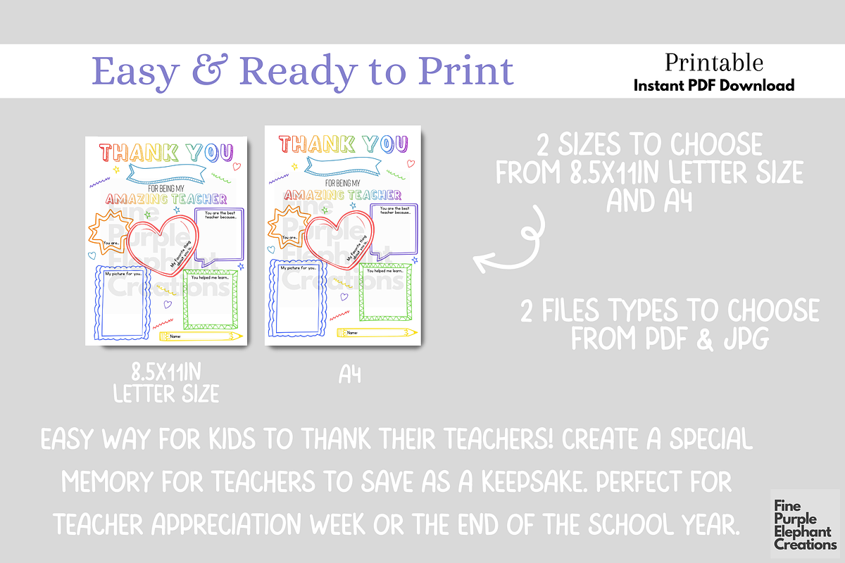 Teacher Appreciation End School Year, an Object Graphic by Fine Purple Elephant (Photo 3 of 3)