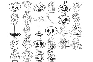 Halloween Cats Set 2, Cats & Pumpkin