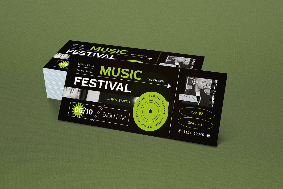 Music Festival Ticket, a Card Template by graphicook (Photo 3 of 3)
