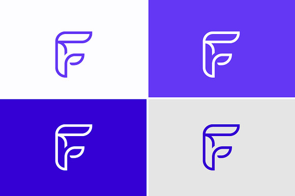 F Letter Logo with Leaf Minimal Design preview 5