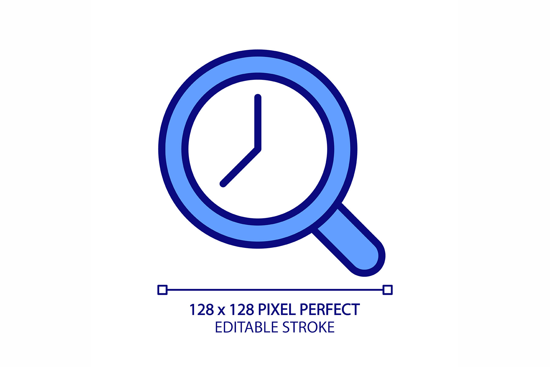 Magnifying glass with clock pixel pe, an Outline Icon by IMG Visuals