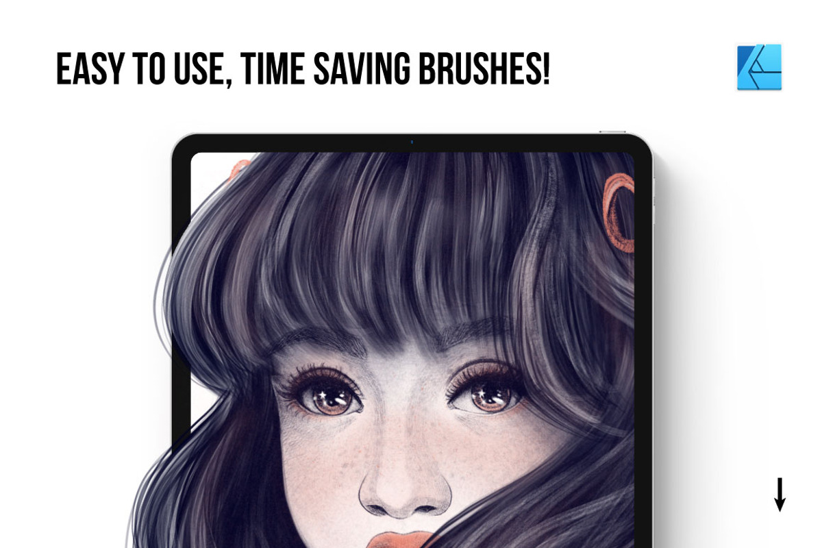 25 Hair Brushes for Affinity, a Brush Add-On by Riveros Illustration (Photo 5 of 9)