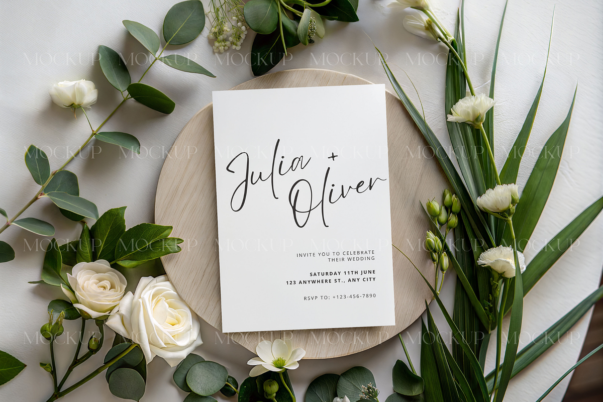 Greenery Spring Invitation 5x7 Mocku, a Product Mockup by TatiMockup (Photo 3 of 3)