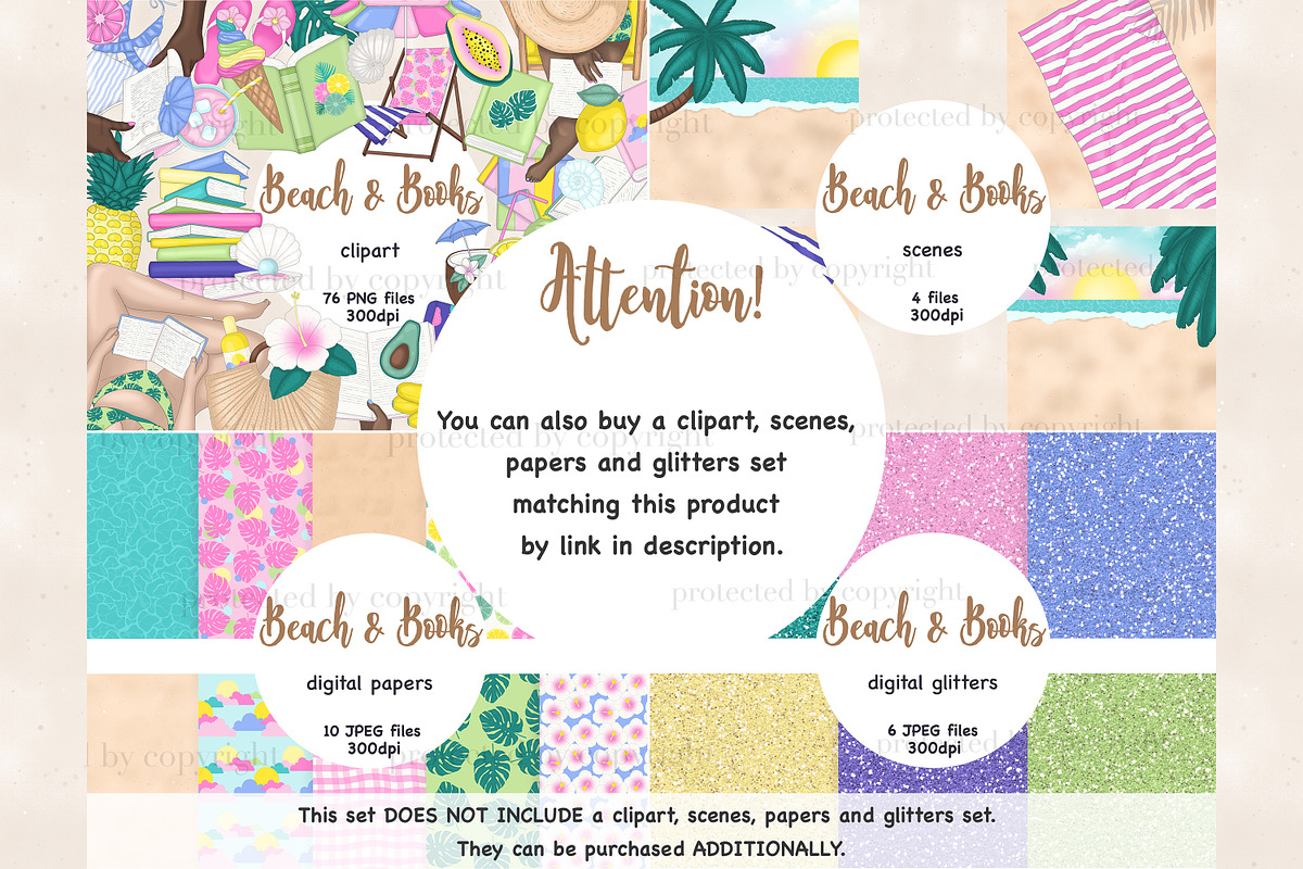 Beach Girl Clipart | Reading Clipart, a Person Illustration by GlamArtZhanna (Photo 5 of 5)