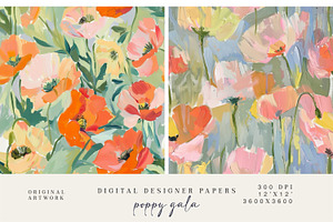 Abstract Poppy Seamless Pattern Set