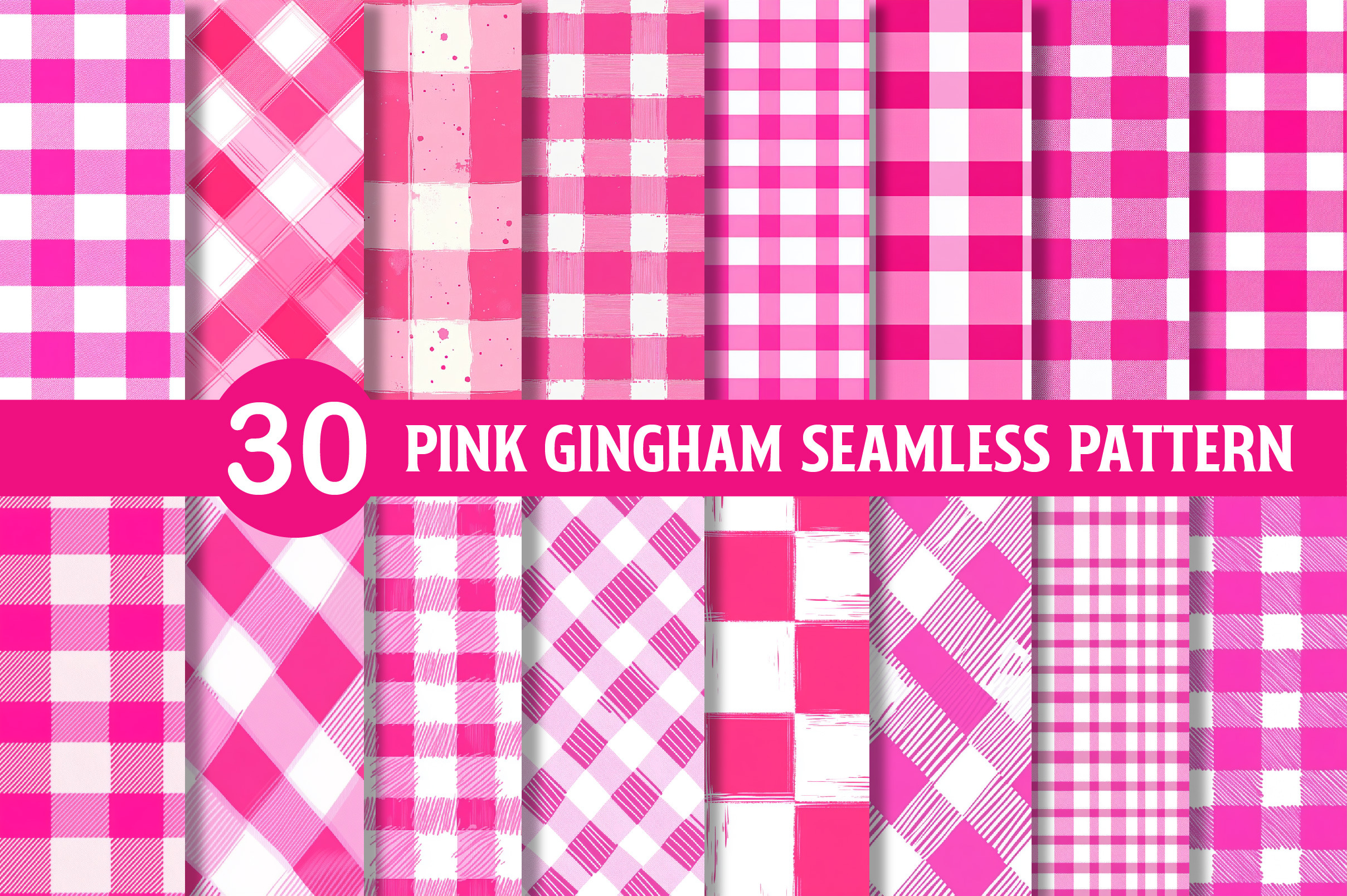 Pink Gingham Seamless Pattern, an Illustration by Dream Creation