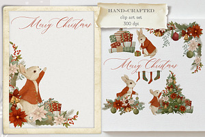 Christmas Peter Rabbit Clipart Set, an Illustration by AlenaVlasko stock Market