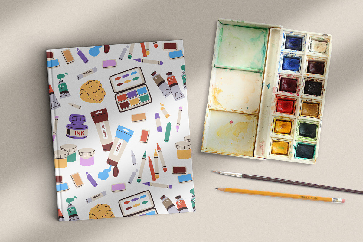 Art tools, supplies seamless pattern, a Pattern Graphic by Good Studio (Photo 11 of 15)