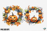 Halloween Pumpkin Wreath, an Illustration by Gemstone (Thumbnail 5 of 12)