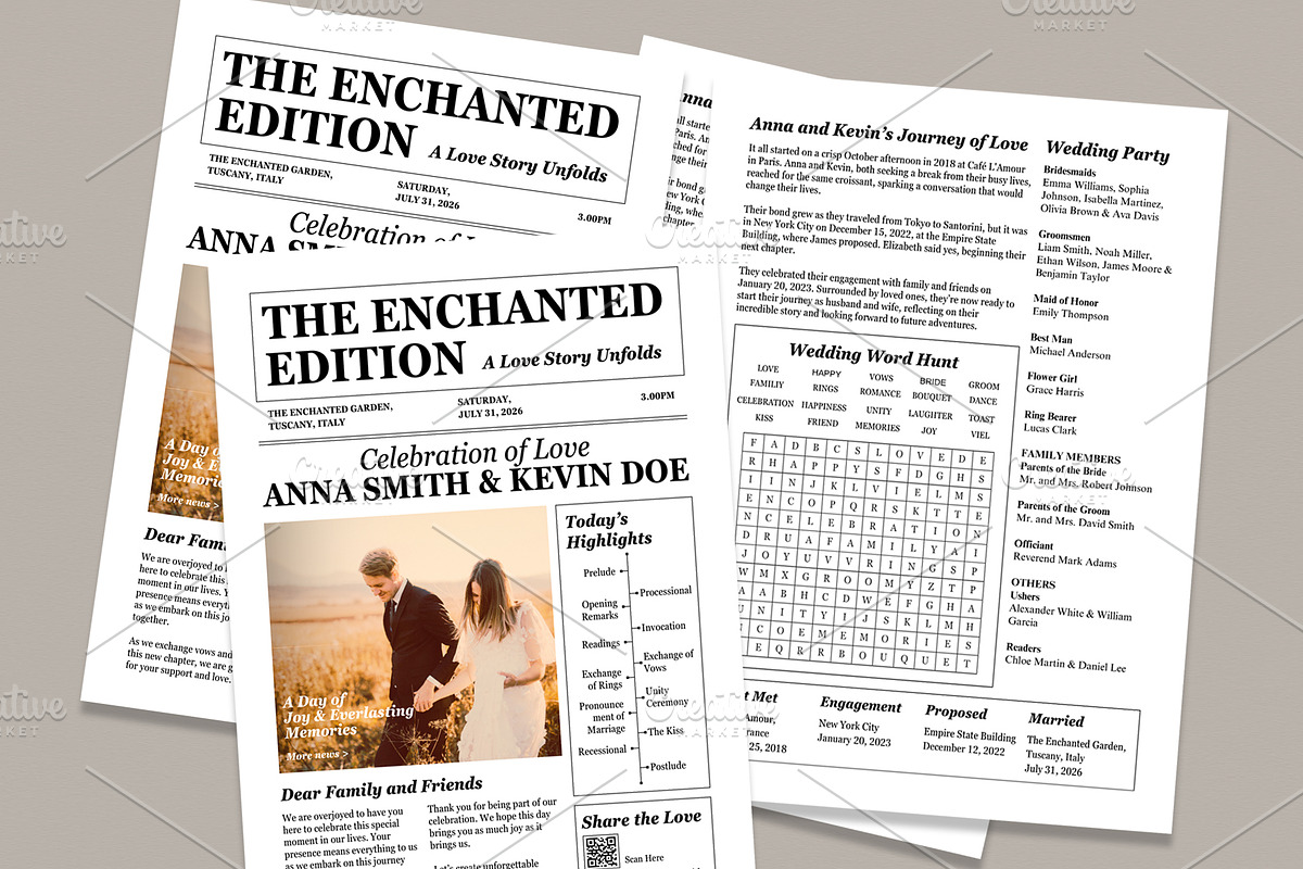 2 Page Canva Wedding Program, an Invitation Template by Oshin Design (Photo 3 of 6)