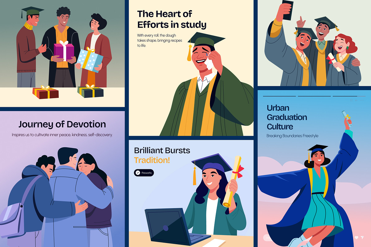 Graduation Illustration Art Set, an Education Illustration by Brickclay (Photo 3 of 10)