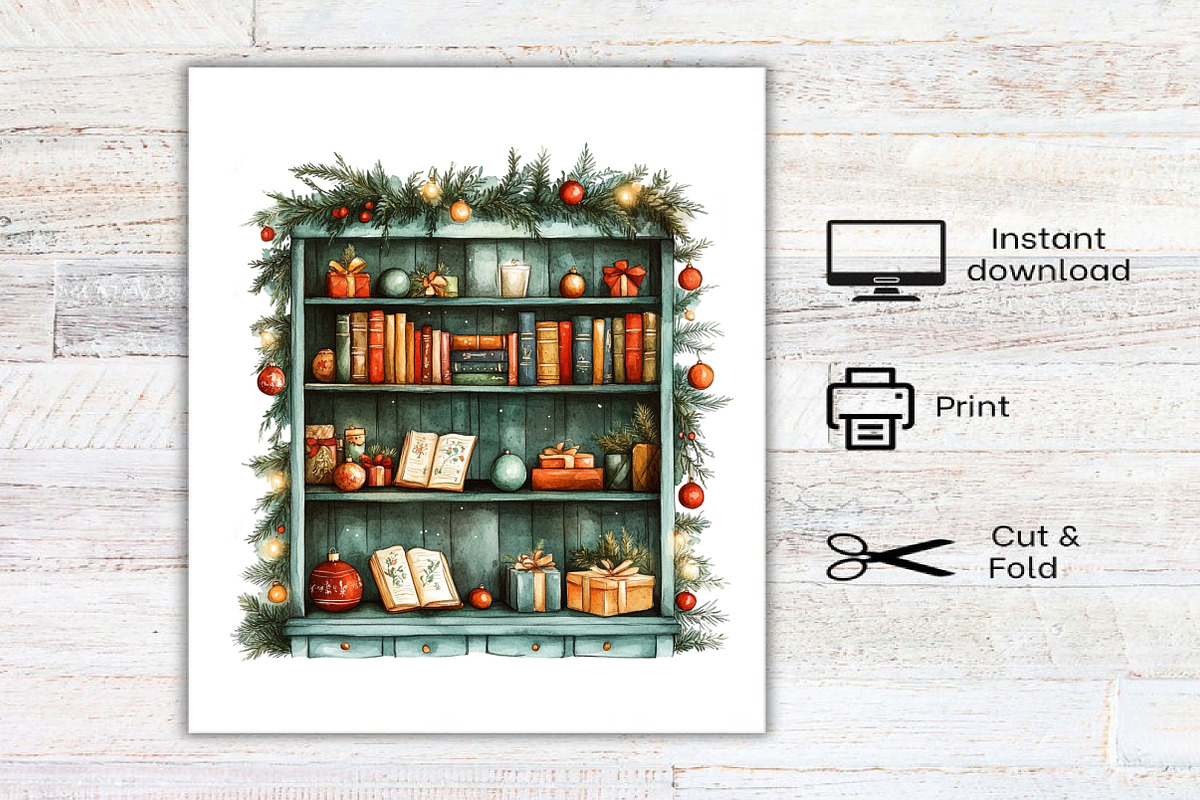 Watercolor Christmas Home Clipart, an Illustration by Canvas Craft (Photo 8 of 8)