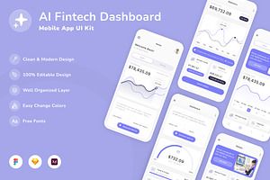 AI Fintech Dashboard App UI Kit, an UI Kit Template by Betush