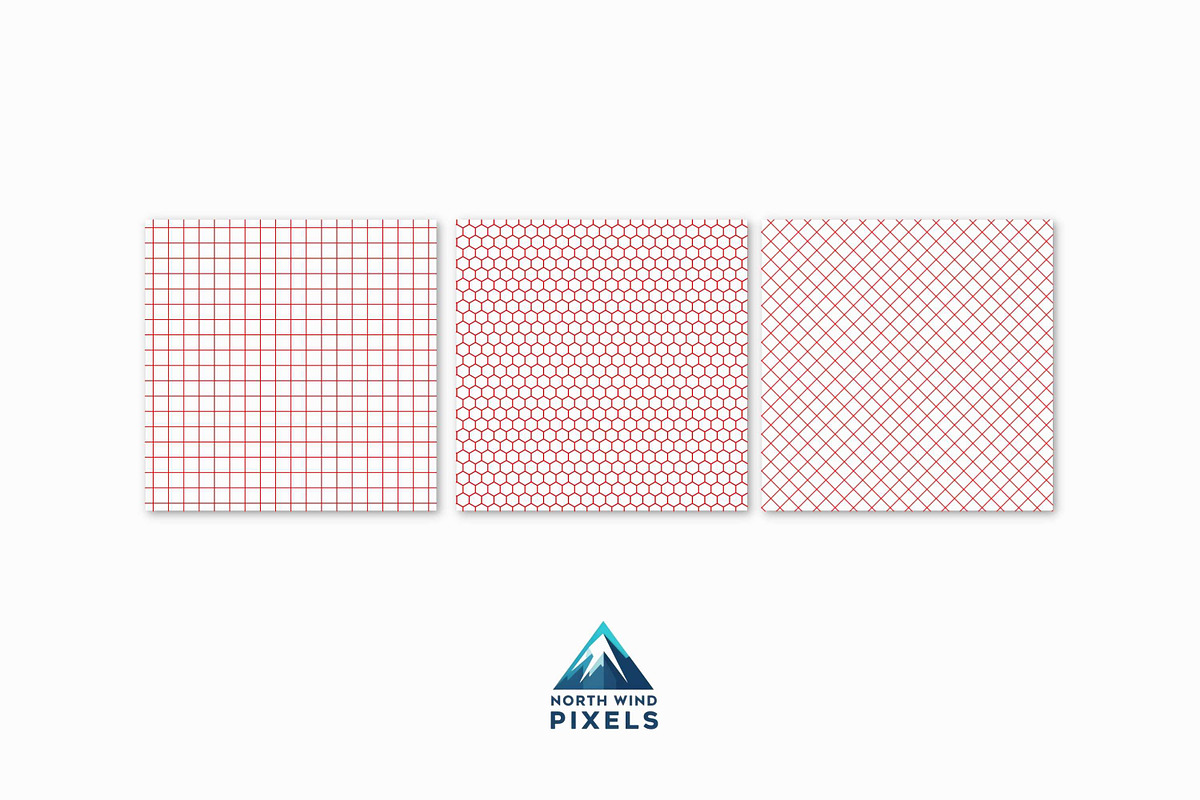 3 Red Watermark Grid Image Overlays, a Pattern Graphic by NorthWindPixels