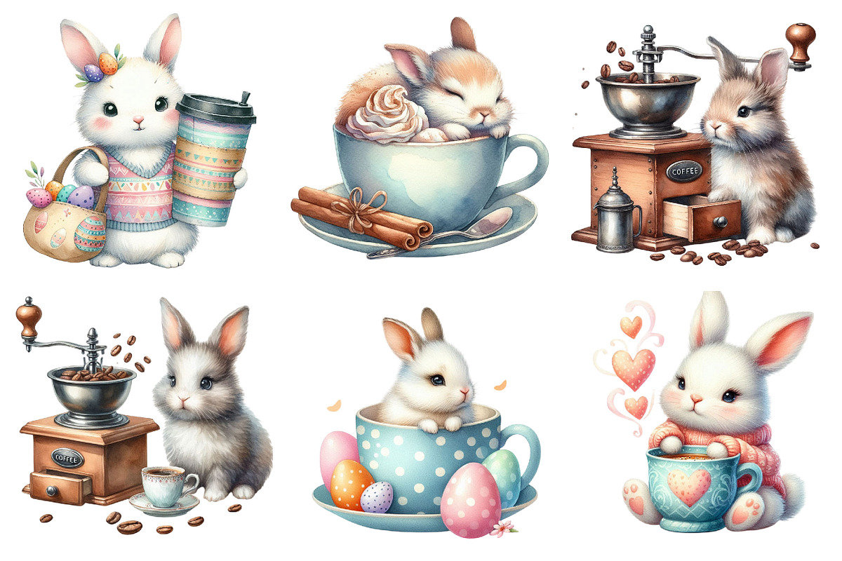 Easter Bunny Love Coffee Clipart, a Graphic by CitraGraphics (Photo 2 of 4)