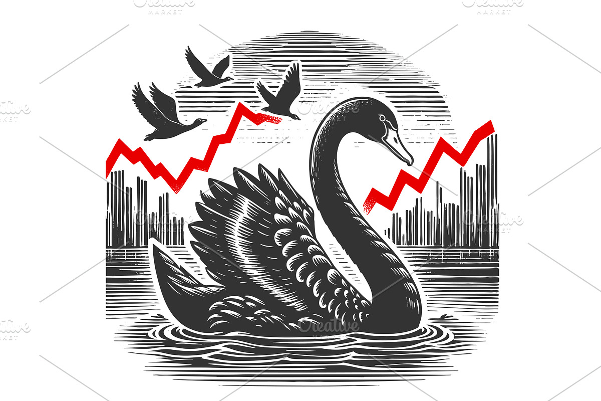 Black Swan Causing Financial, a Finance Illustration by AlexArt
