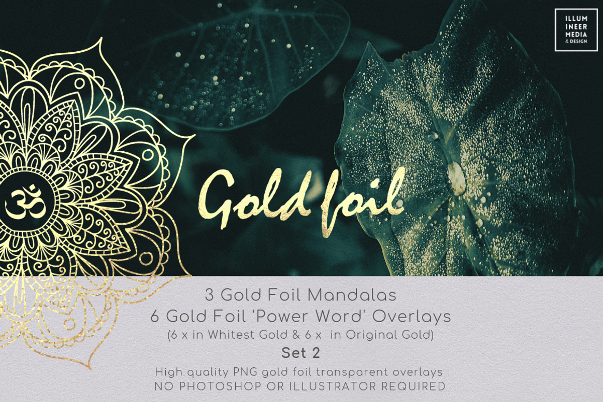 Gold Foil Power Words & Mandalas 2, an Object Graphic by Illumineer Media & Design (Photo 1 of 6)