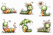 Whimsical Spring Caterpillar Clipart, an Illustration by Libby Wishes (Thumbnail 7 of 8)