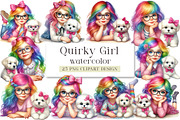 Quirky Girl Clipart, Cute Whimsical, an Illustration by DreamArtGraphic (Thumbnail 1 of 7)