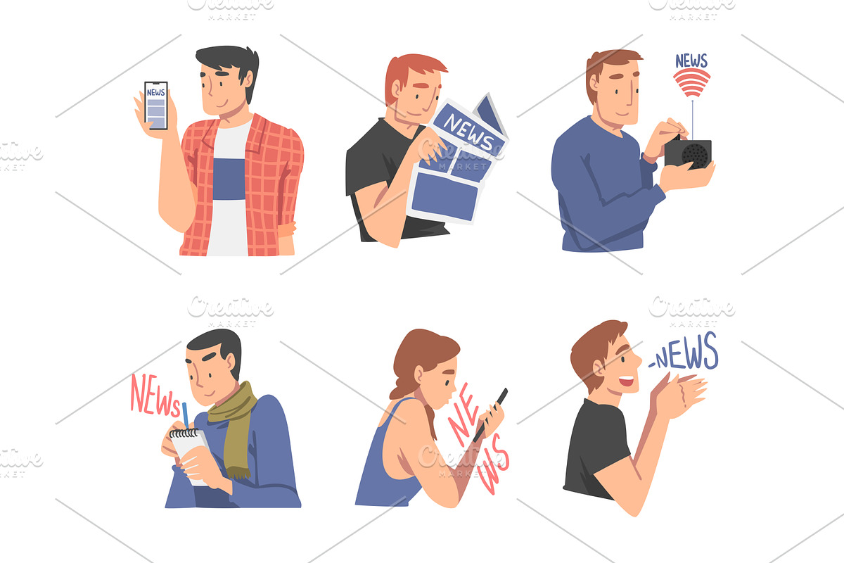People Character Gathering News, a Person Illustration by TopVectors