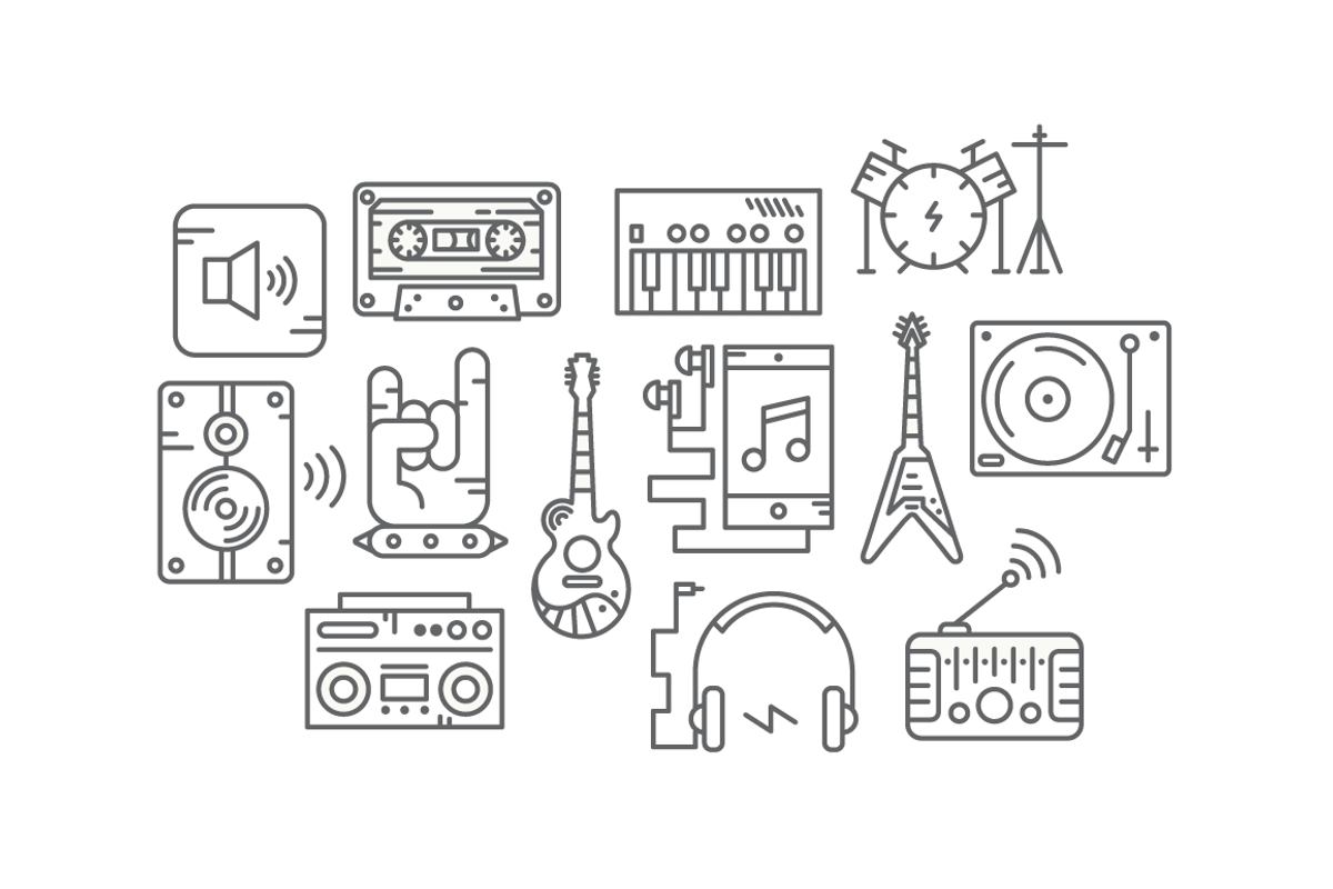 Vector Line Music Icons, an Icon by Cat + Moth (Photo 3 of 3)