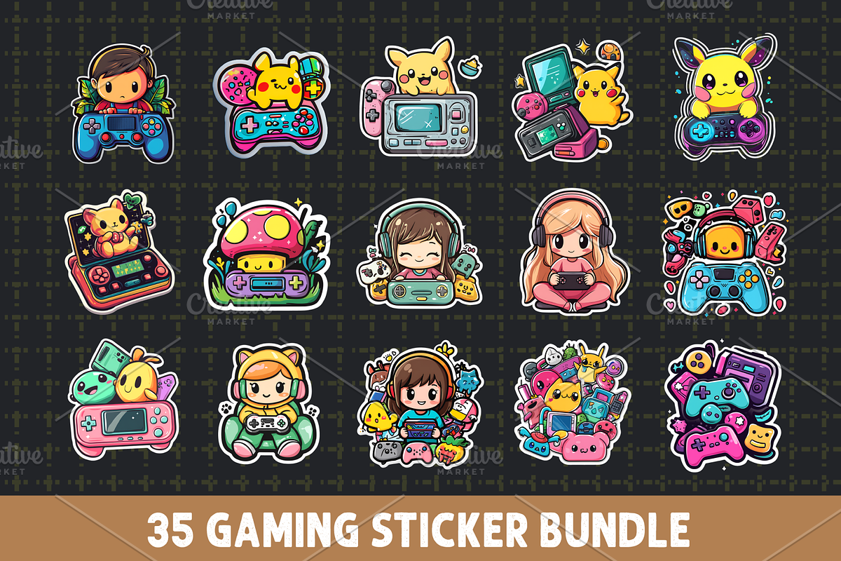 Gaming Sticker Bundle PNG, an Illustration by RaiihanCrafts