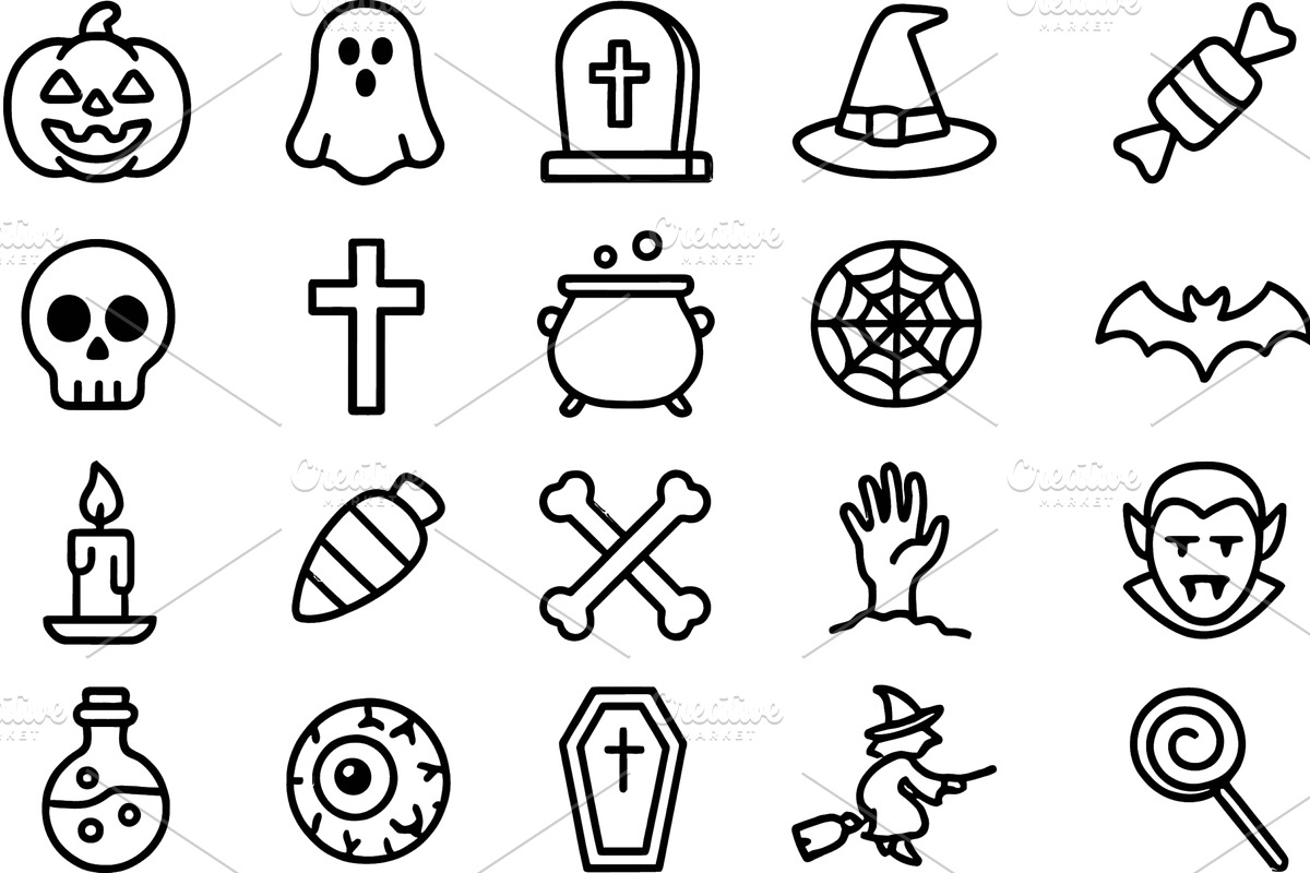 Halloween icons featuring spooky, a Food Illustration by ZinetroN