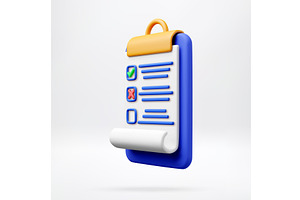 3D clipboard with document and, a Finance Illustration by Abscent