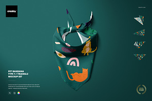 Pet Bandana Mockup Set (type 1), a Wearable Device Mockup by creatsy5