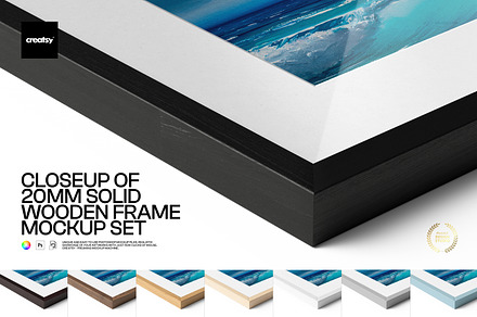 Closeup 20mm Wooden Frame Mockup, a Household Mockup by creatsy5