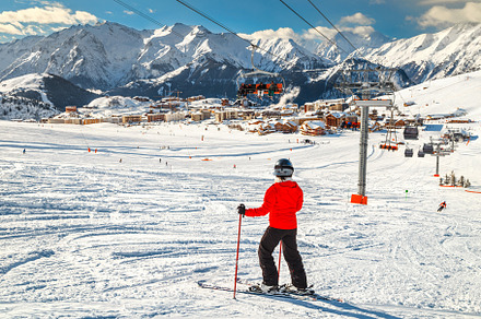 Skier in flight featuring skier, athlete, and jump preview 2