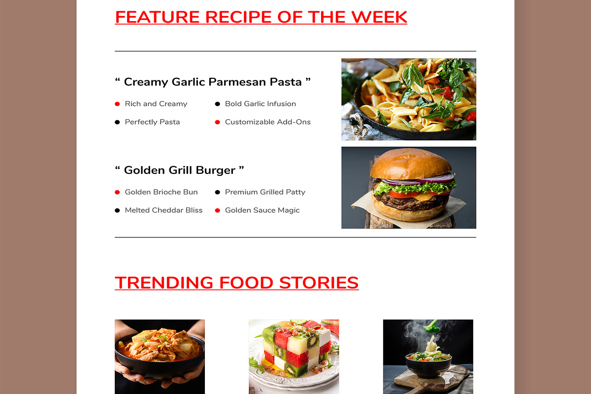 Food Email News Letter Layout, an UI Kit Template by MightyDesign (Photo 3 of 8)