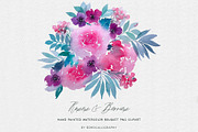 Watercolor Roses bouquet Clipart PNG, an Illustration by BohoCalligraphy (Thumbnail 1 of 2)