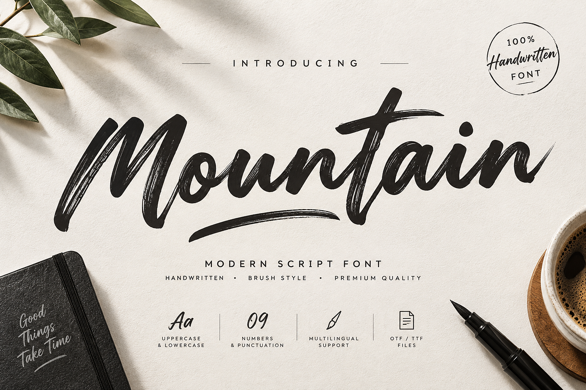 Mountain, a Handwritten Font by Raffa Creative (Photo 1 of 5)