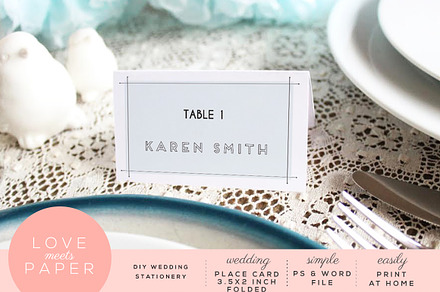 Table Name Place Card  PC2005, a Card Template by Love Meets Paper